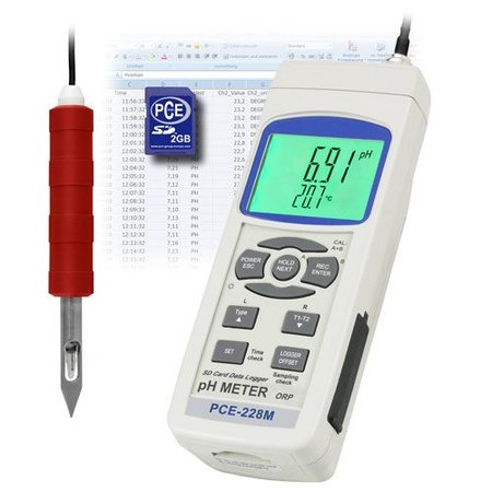 Pce Instruments Food pH Meter, pH electrode probe, 0.00 to 14.00 pH PCE-228M
